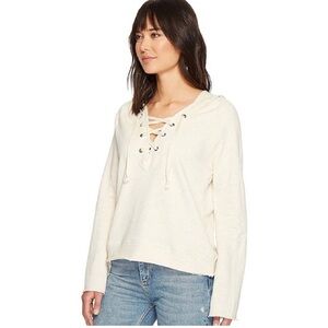 Sanctuary Cream Lace-Up Sweatshirt